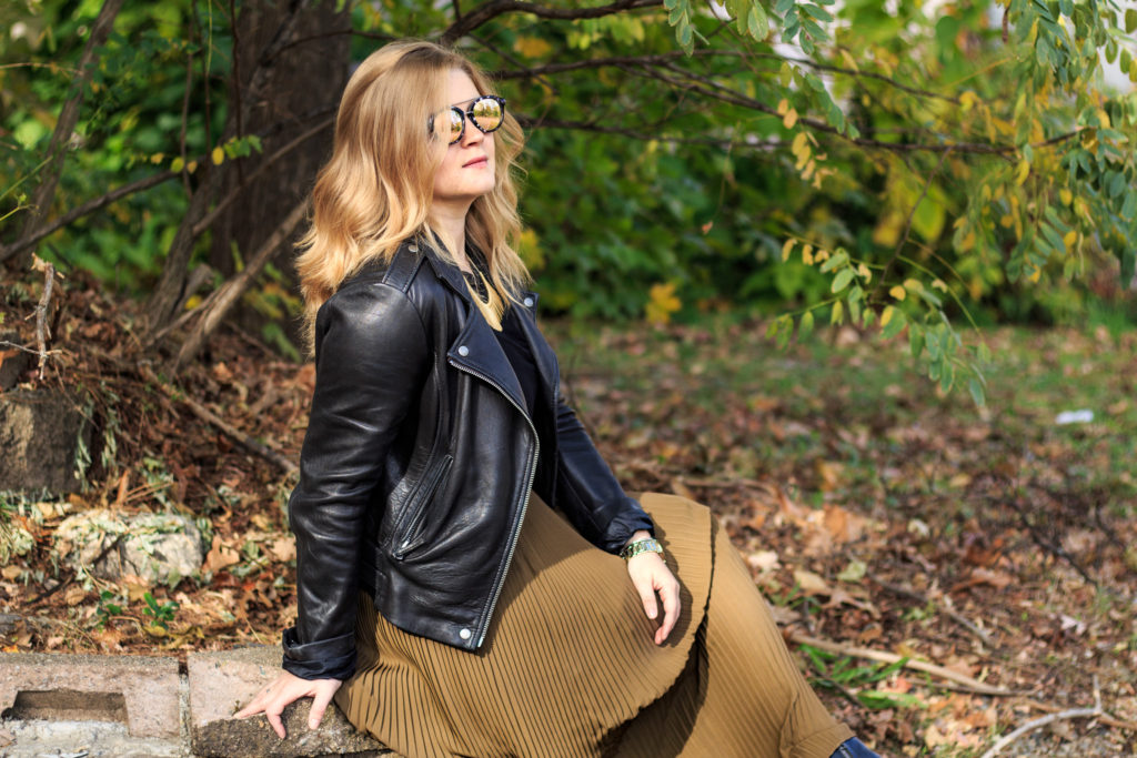 Styling a Black Moto Jacket for Fall